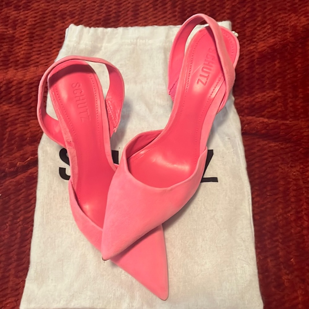 Schutz Lou Sling Suede heel